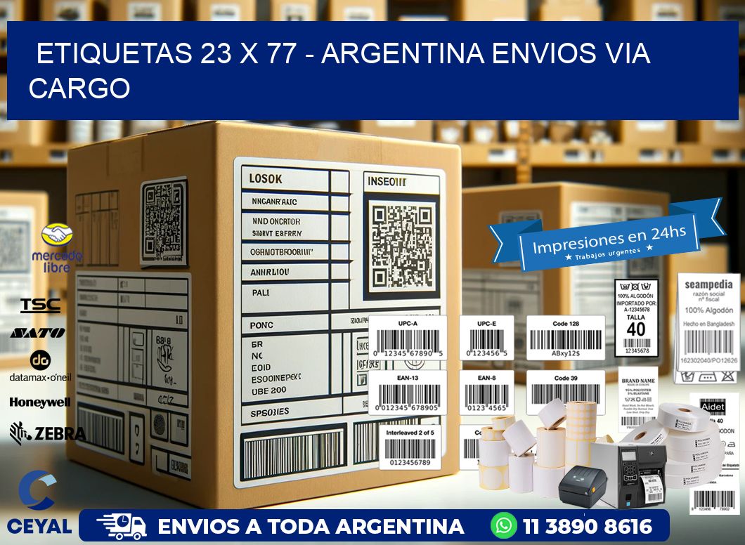 ETIQUETAS 23 x 77 – ARGENTINA ENVIOS VIA CARGO