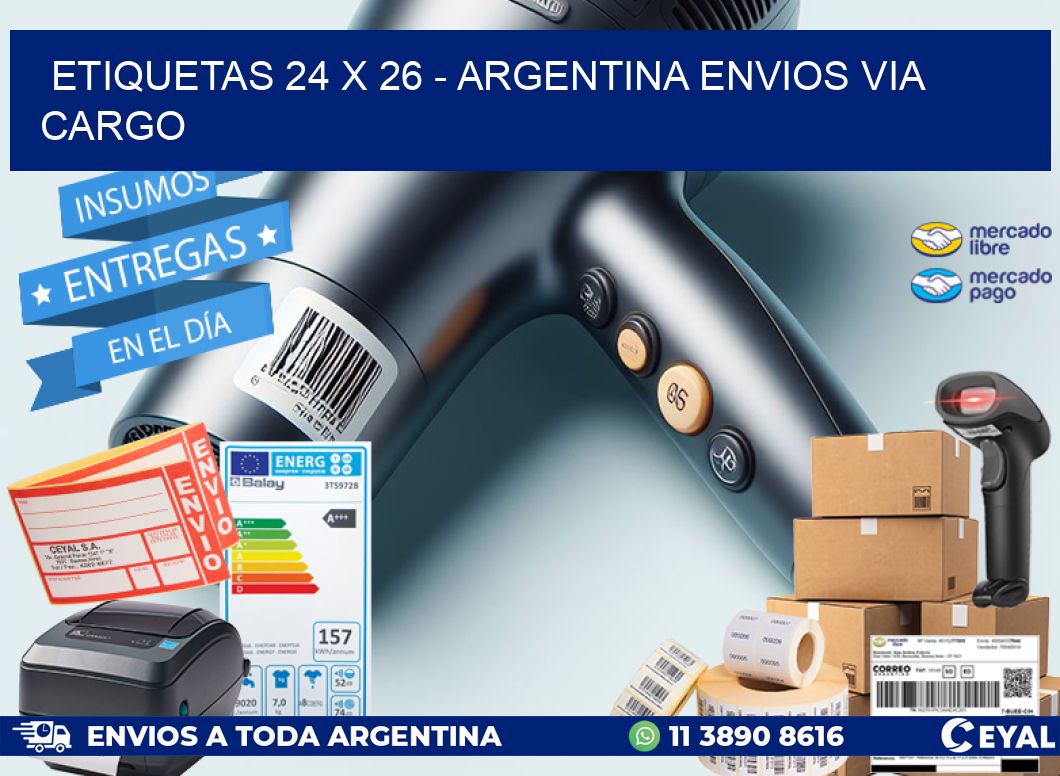 ETIQUETAS 24 x 26 - ARGENTINA ENVIOS VIA CARGO