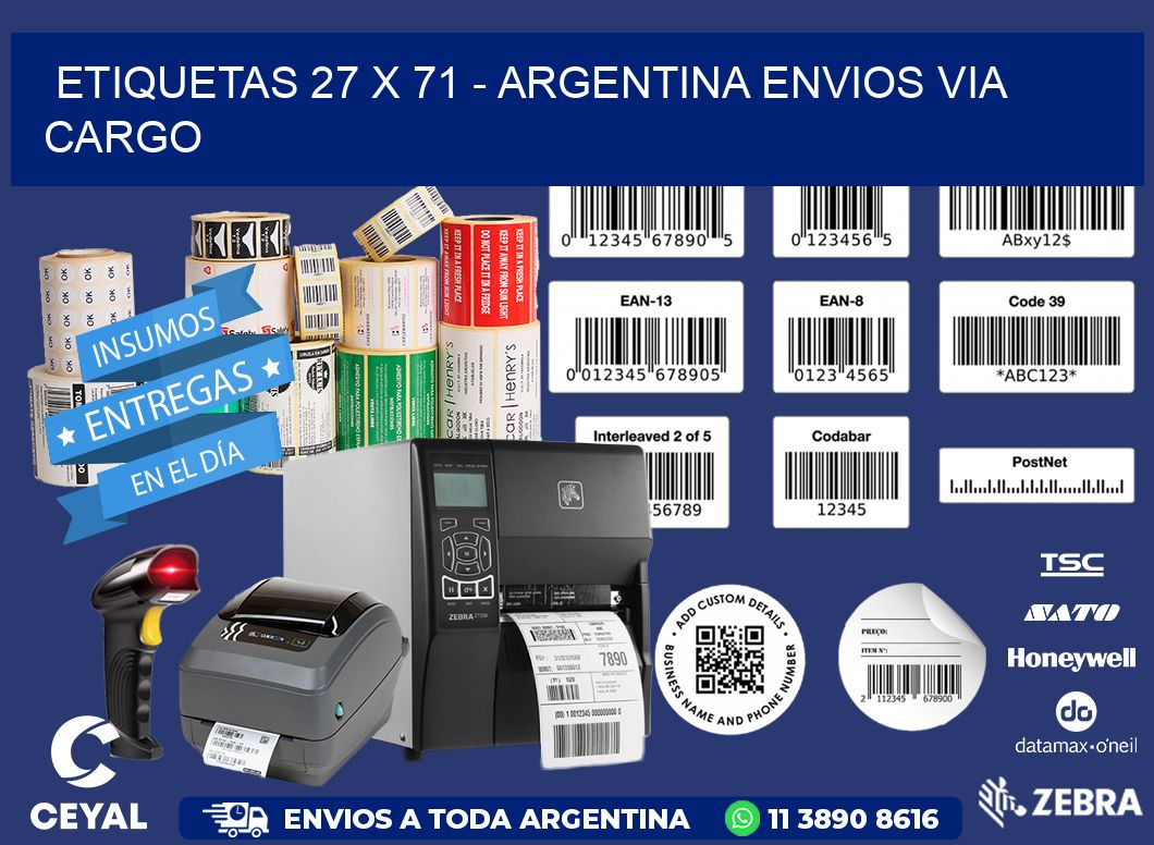 ETIQUETAS 27 x 71 - ARGENTINA ENVIOS VIA CARGO