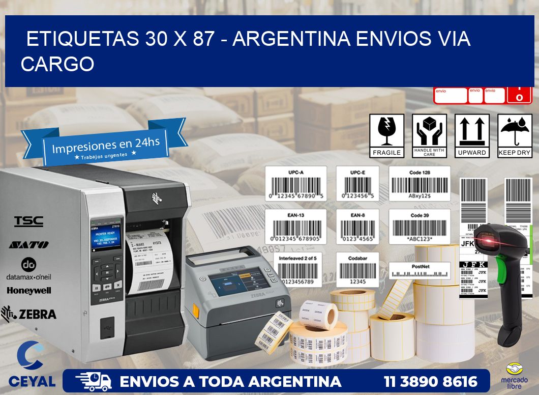 ETIQUETAS 30 x 87 – ARGENTINA ENVIOS VIA CARGO