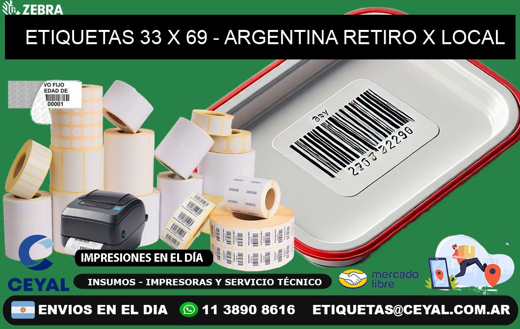 ETIQUETAS 33 x 69 - ARGENTINA RETIRO X LOCAL