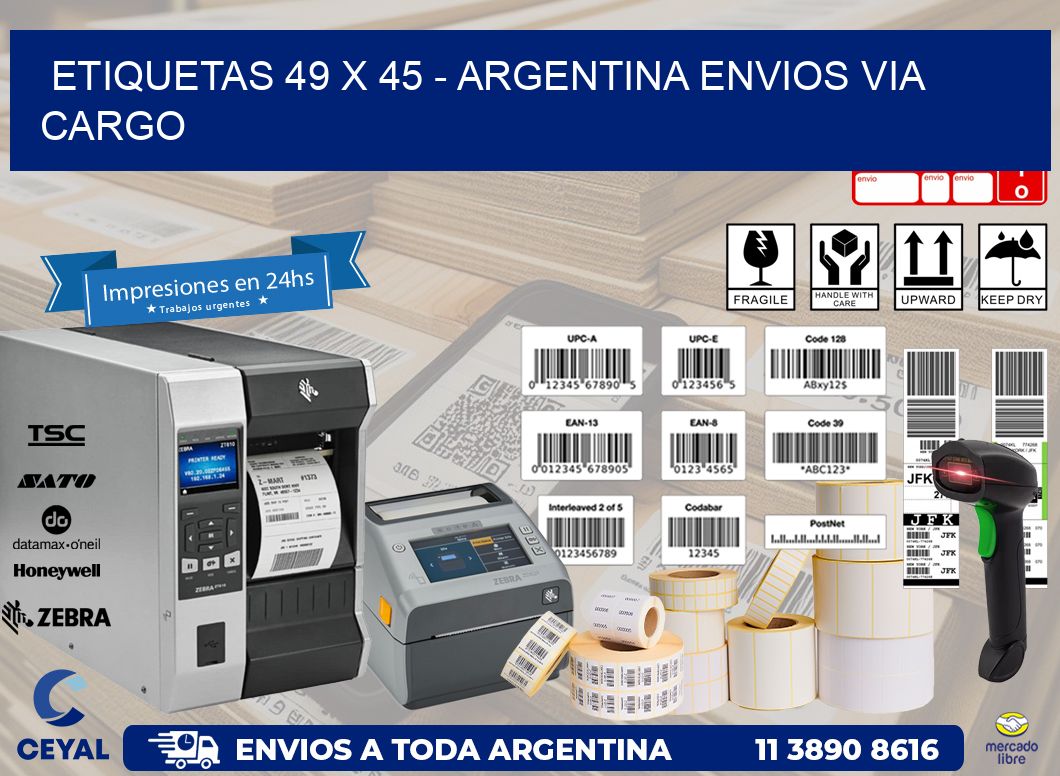 ETIQUETAS 49 x 45 - ARGENTINA ENVIOS VIA CARGO