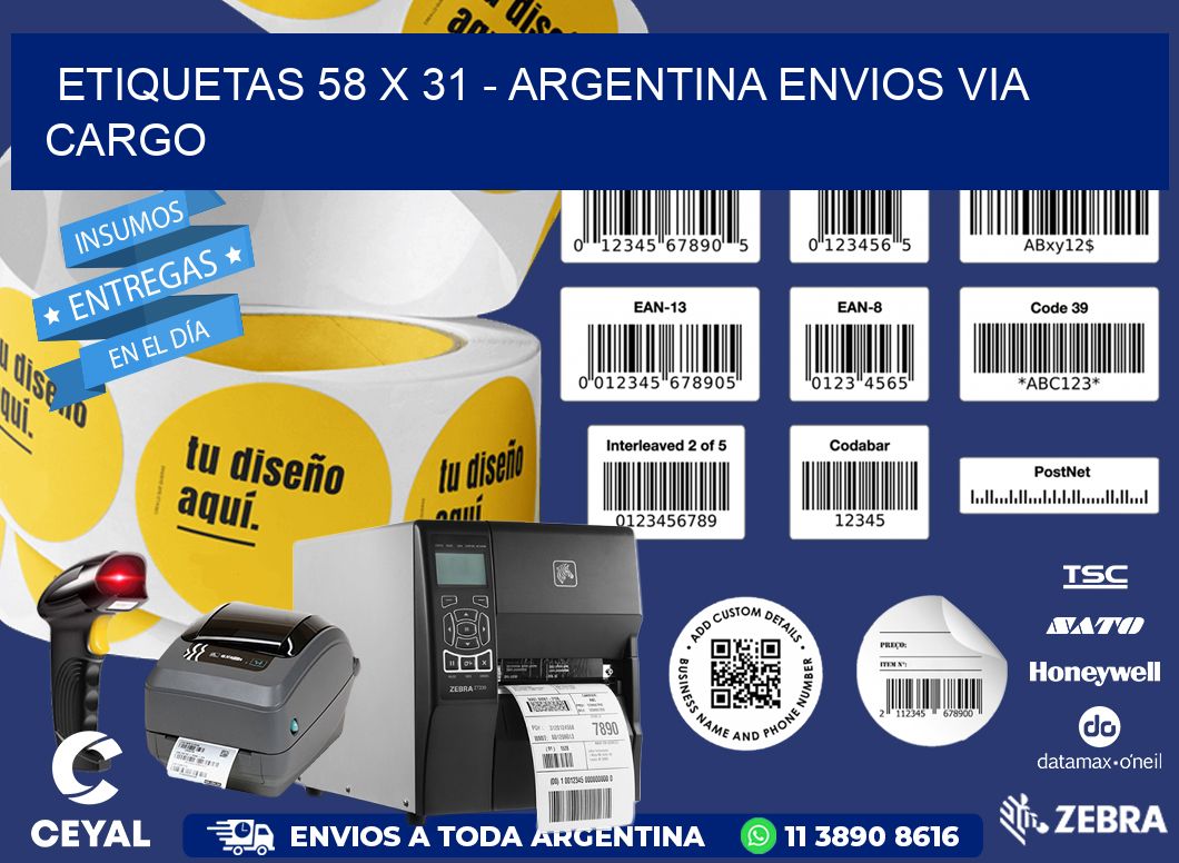 ETIQUETAS 58 x 31 - ARGENTINA ENVIOS VIA CARGO