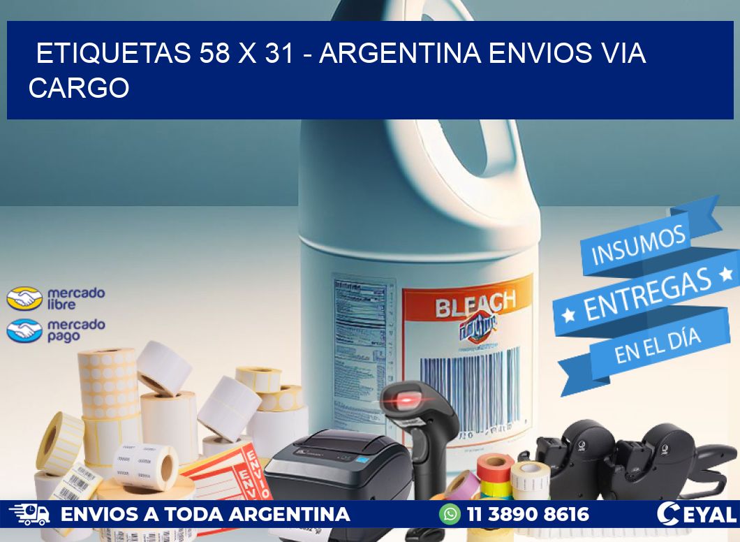 ETIQUETAS 58 x 31 - ARGENTINA ENVIOS VIA CARGO