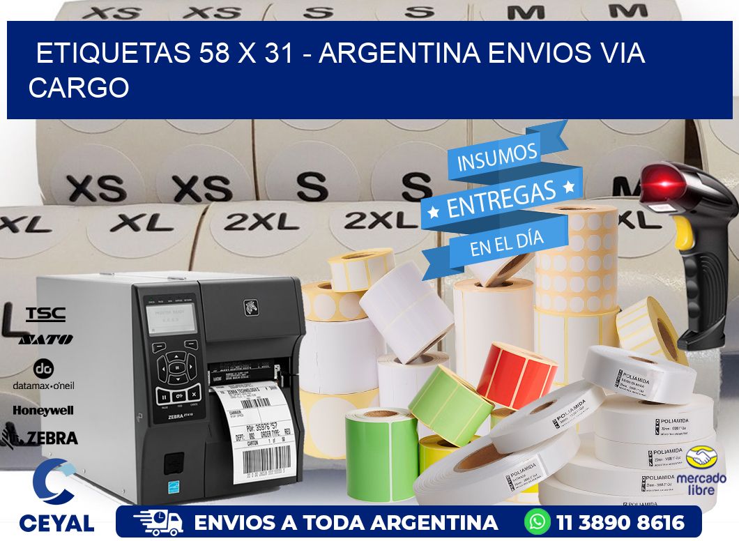 ETIQUETAS 58 x 31 - ARGENTINA ENVIOS VIA CARGO