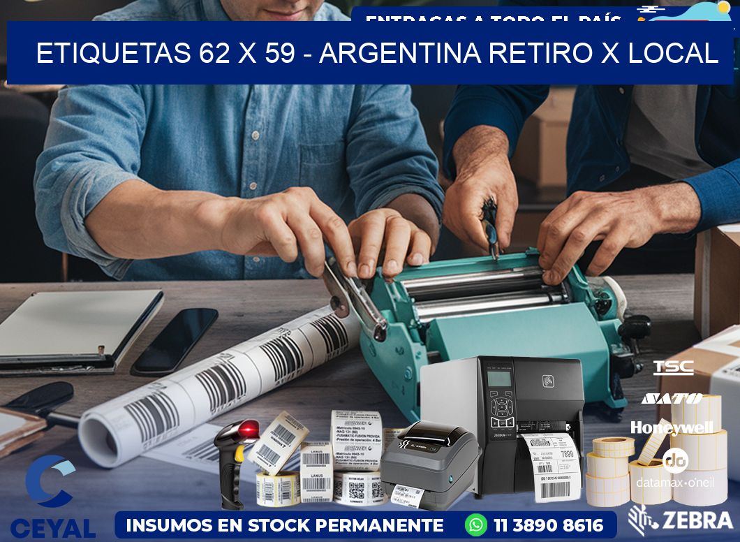 ETIQUETAS 62 x 59 - ARGENTINA RETIRO X LOCAL