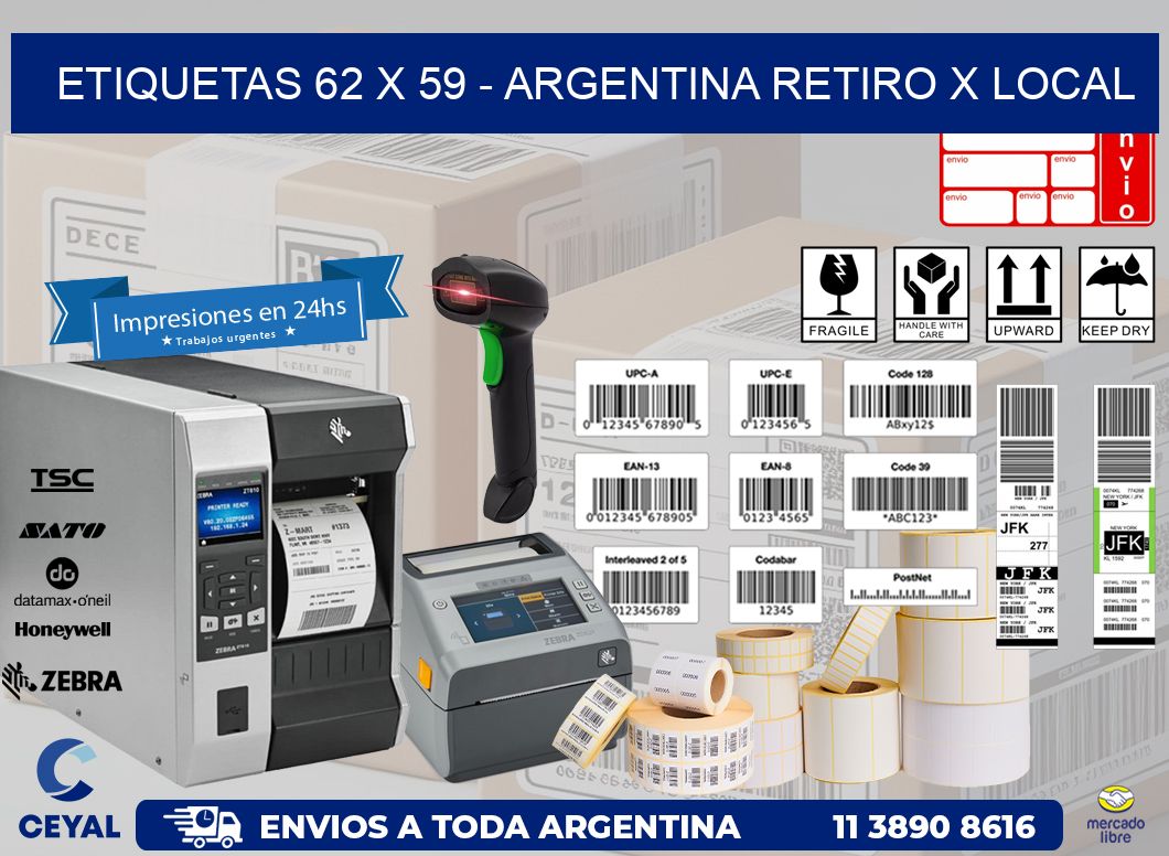 ETIQUETAS 62 x 59 - ARGENTINA RETIRO X LOCAL