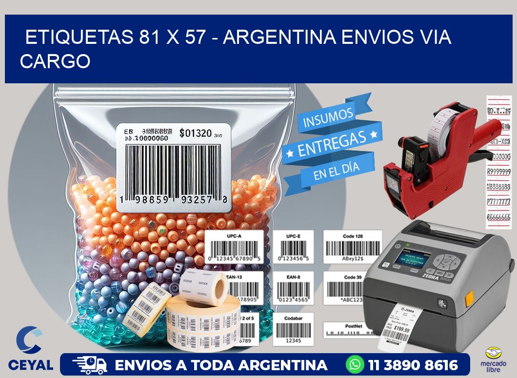 ETIQUETAS 81 x 57 - ARGENTINA ENVIOS VIA CARGO