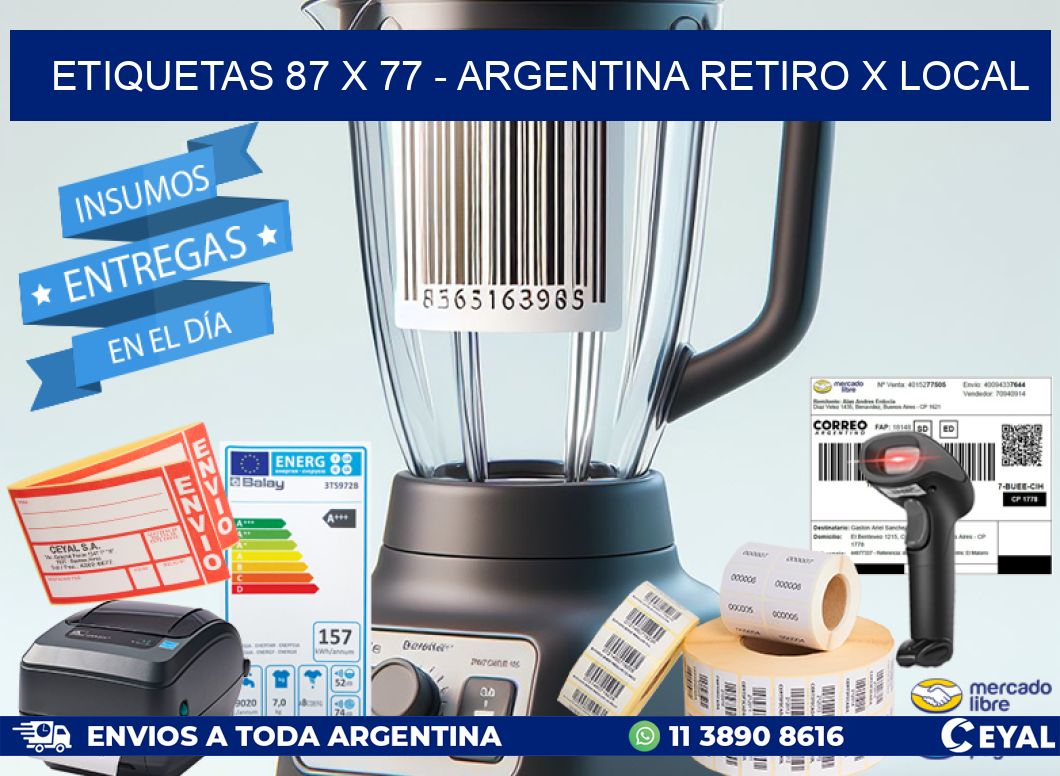 ETIQUETAS 87 x 77 - ARGENTINA RETIRO X LOCAL