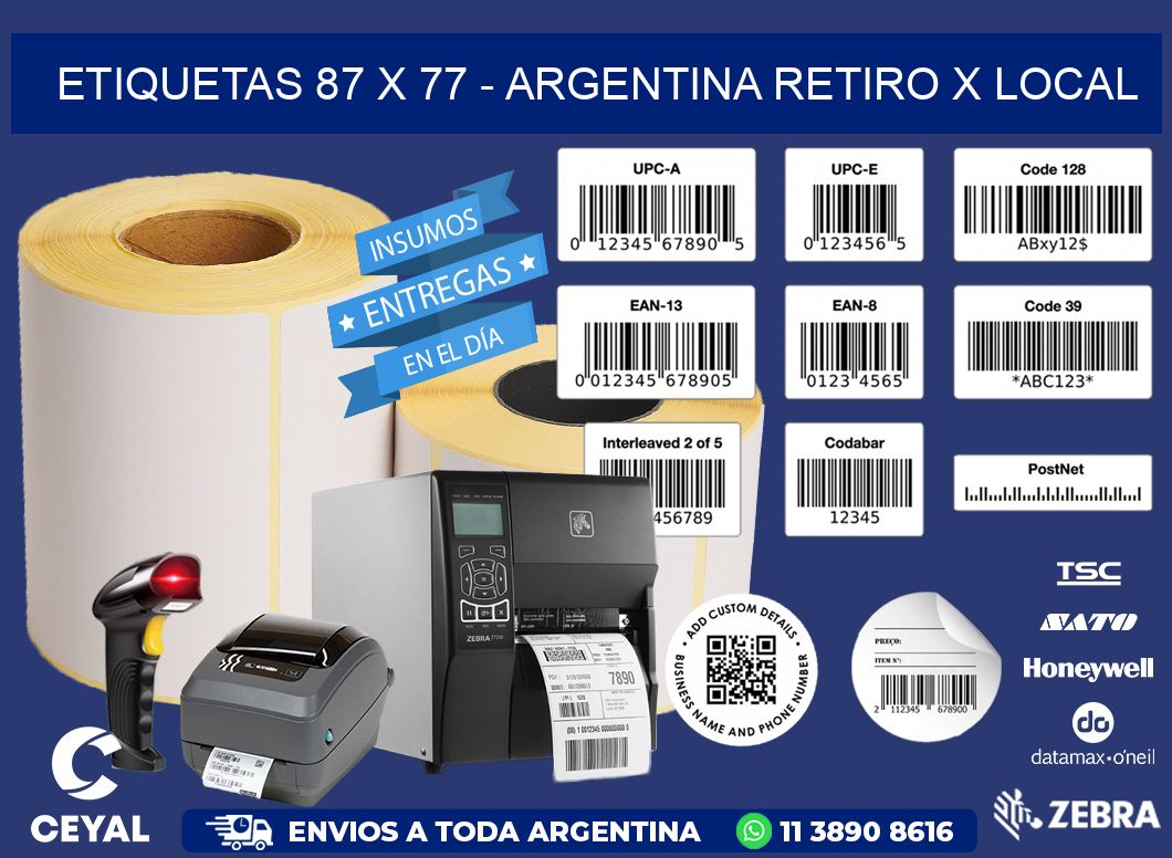 ETIQUETAS 87 x 77 - ARGENTINA RETIRO X LOCAL