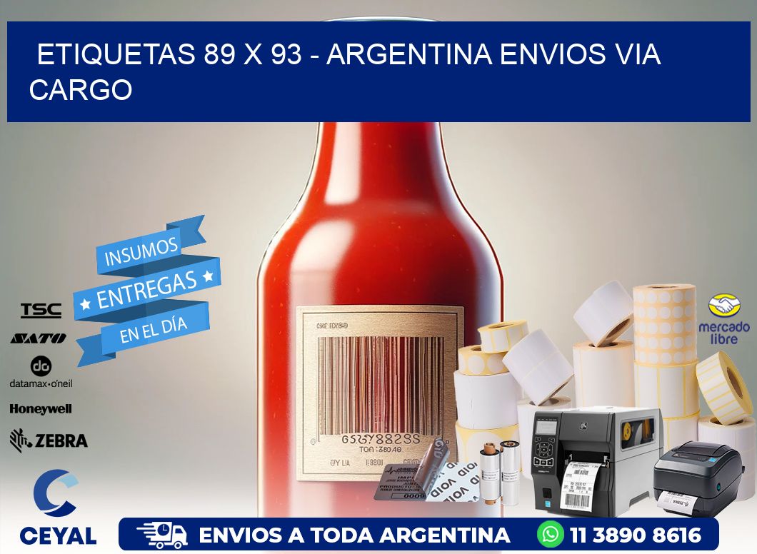 ETIQUETAS 89 x 93 - ARGENTINA ENVIOS VIA CARGO