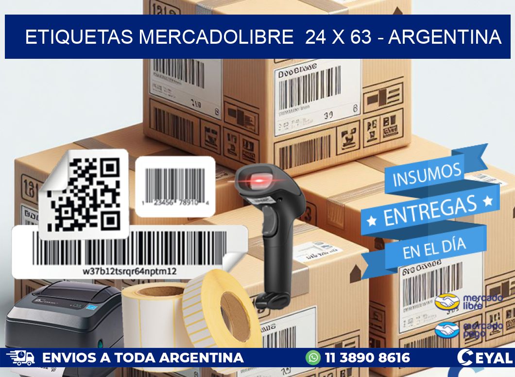 ETIQUETAS MERCADOLIBRE  24 x 63 - ARGENTINA