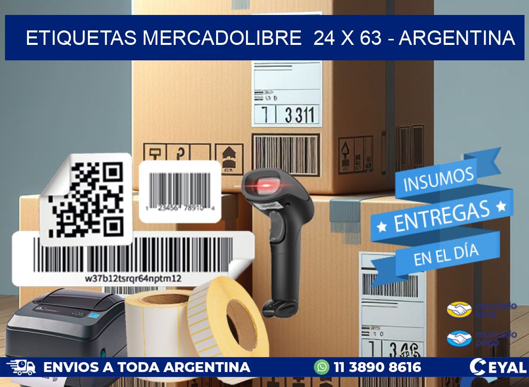 ETIQUETAS MERCADOLIBRE  24 x 63 - ARGENTINA