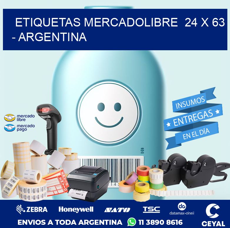 ETIQUETAS MERCADOLIBRE  24 x 63 - ARGENTINA