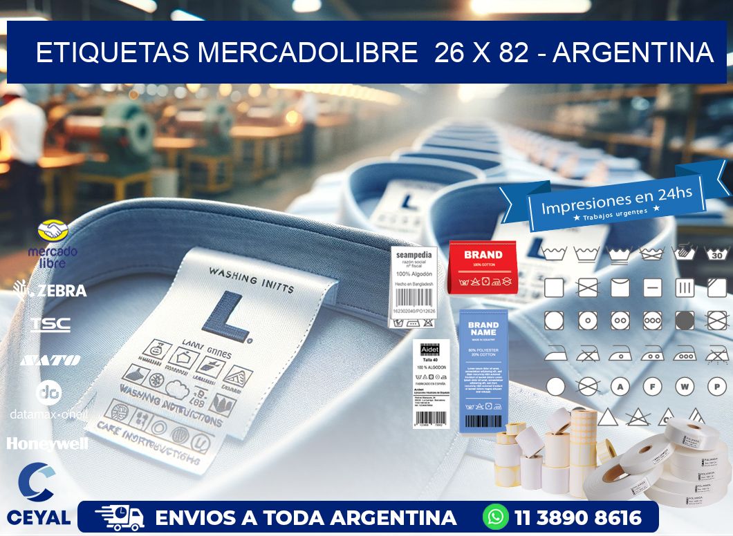 ETIQUETAS MERCADOLIBRE  26 x 82 - ARGENTINA