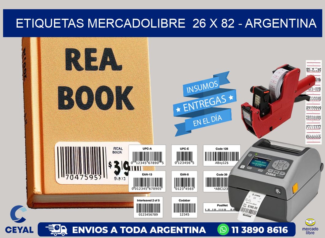 ETIQUETAS MERCADOLIBRE  26 x 82 - ARGENTINA