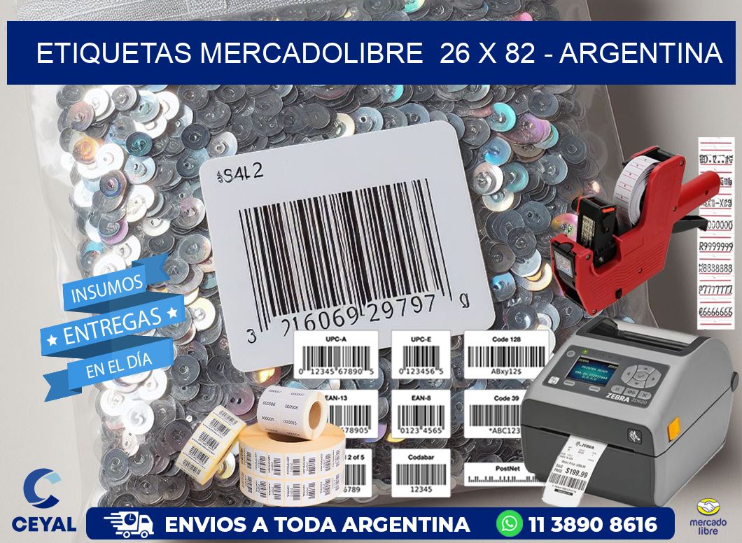 ETIQUETAS MERCADOLIBRE  26 x 82 - ARGENTINA