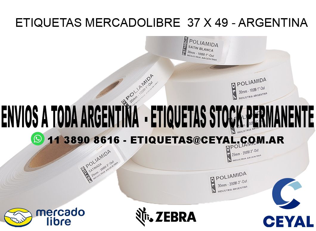 ETIQUETAS MERCADOLIBRE  37 x 49 - ARGENTINA