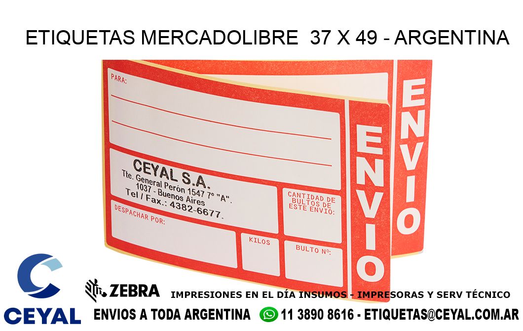 ETIQUETAS MERCADOLIBRE  37 x 49 - ARGENTINA