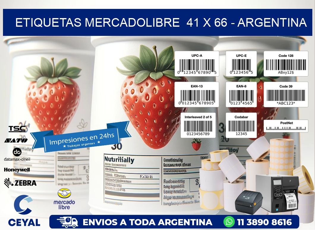 ETIQUETAS MERCADOLIBRE  41 x 66 - ARGENTINA