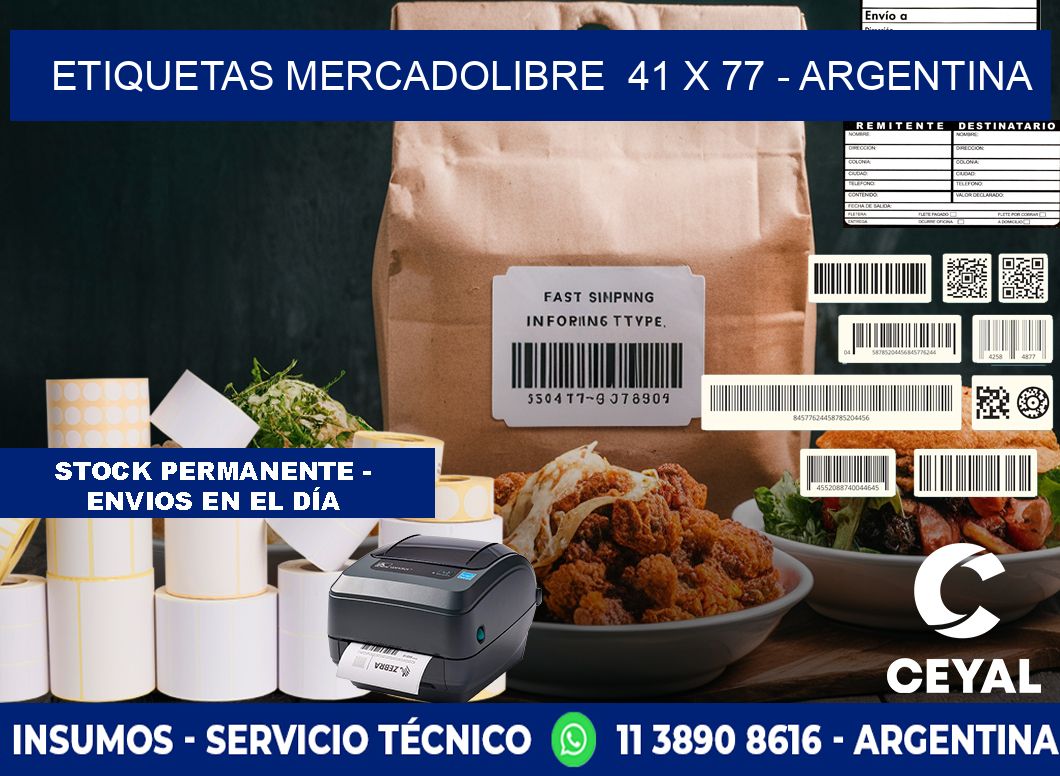 ETIQUETAS MERCADOLIBRE  41 x 77 - ARGENTINA