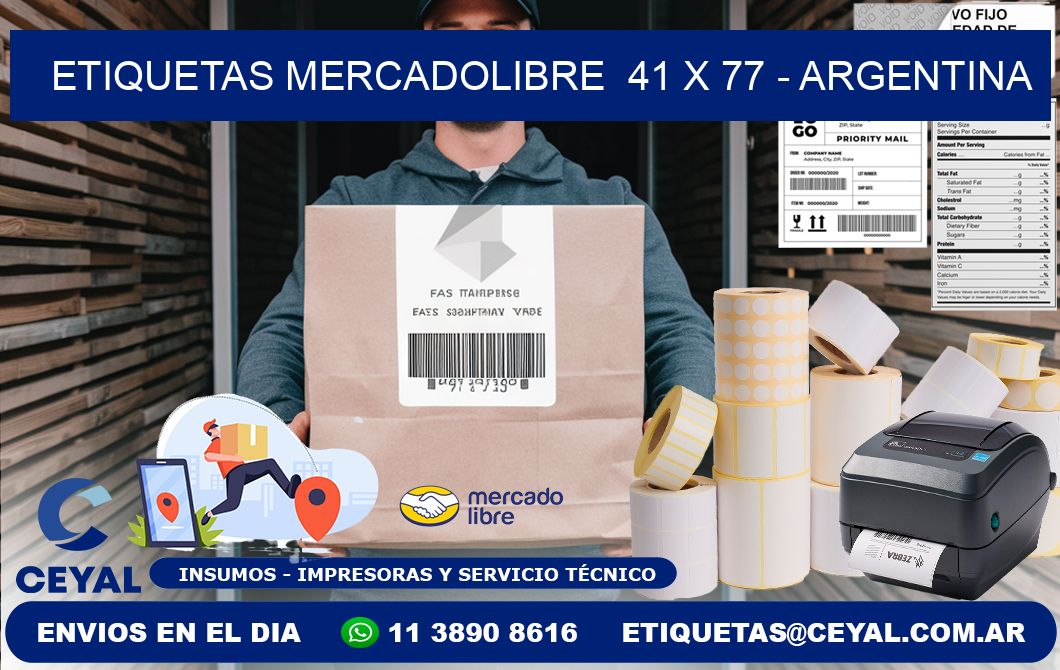 ETIQUETAS MERCADOLIBRE  41 x 77 - ARGENTINA