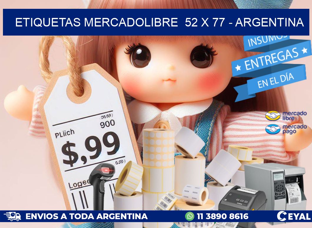 ETIQUETAS MERCADOLIBRE  52 x 77 - ARGENTINA