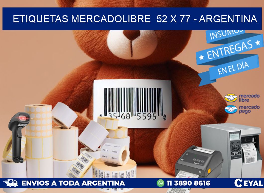 ETIQUETAS MERCADOLIBRE  52 x 77 - ARGENTINA