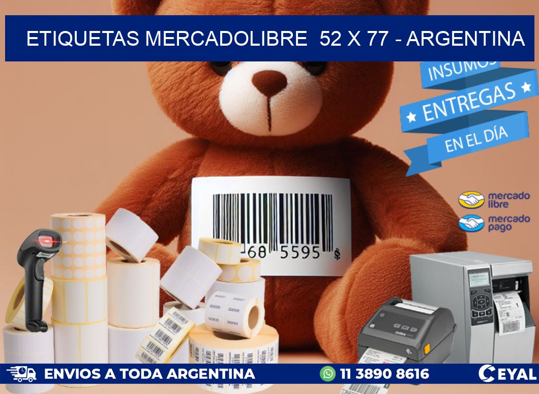 ETIQUETAS MERCADOLIBRE  52 x 77 - ARGENTINA