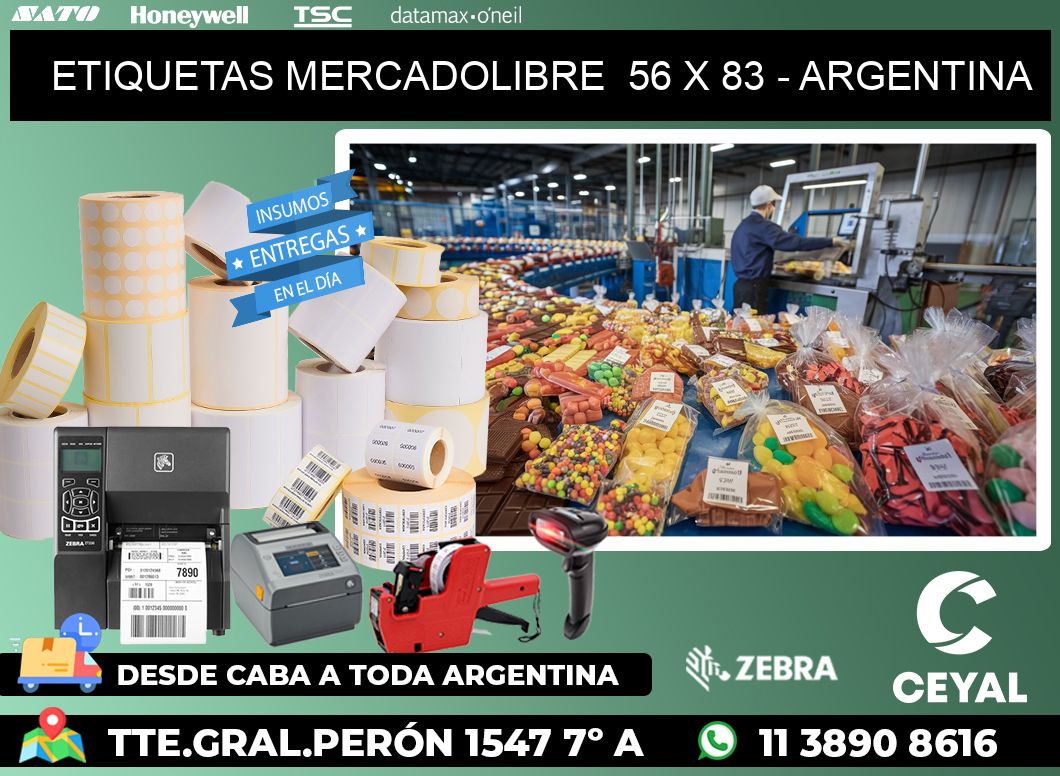 ETIQUETAS MERCADOLIBRE  56 x 83 - ARGENTINA