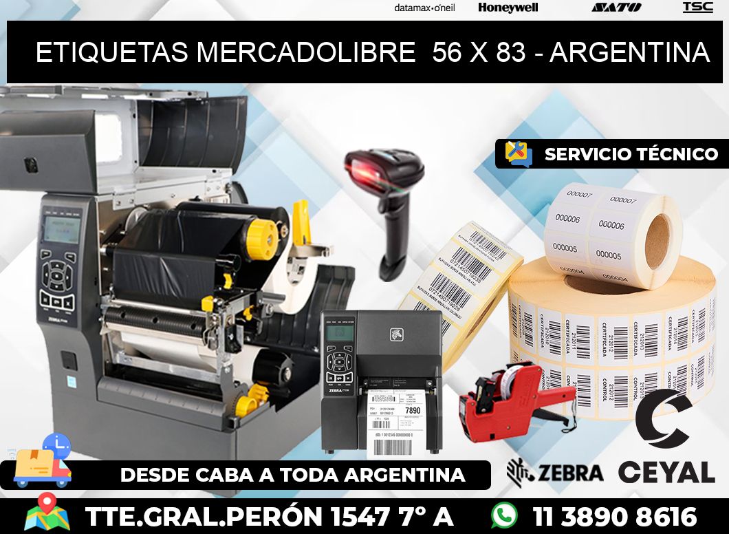 ETIQUETAS MERCADOLIBRE  56 x 83 - ARGENTINA