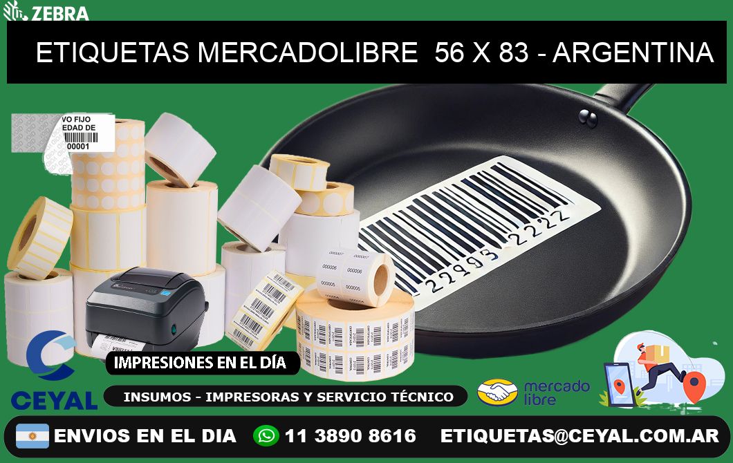 ETIQUETAS MERCADOLIBRE  56 x 83 - ARGENTINA