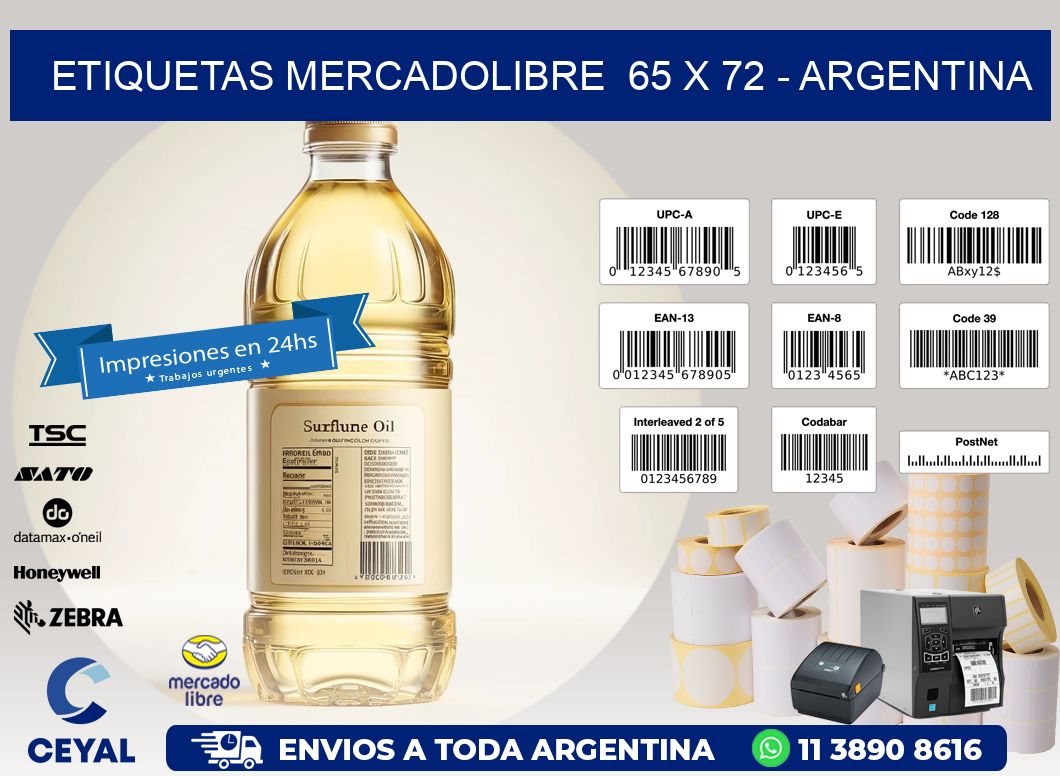 ETIQUETAS MERCADOLIBRE  65 x 72 - ARGENTINA