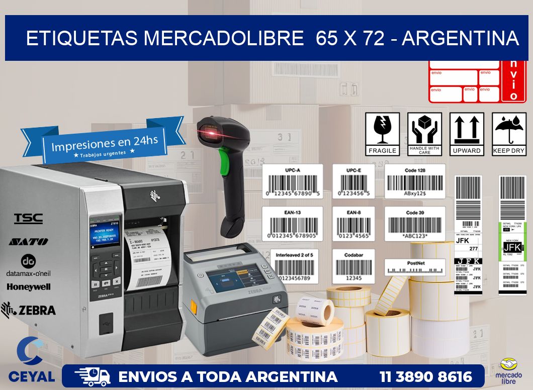 ETIQUETAS MERCADOLIBRE  65 x 72 - ARGENTINA