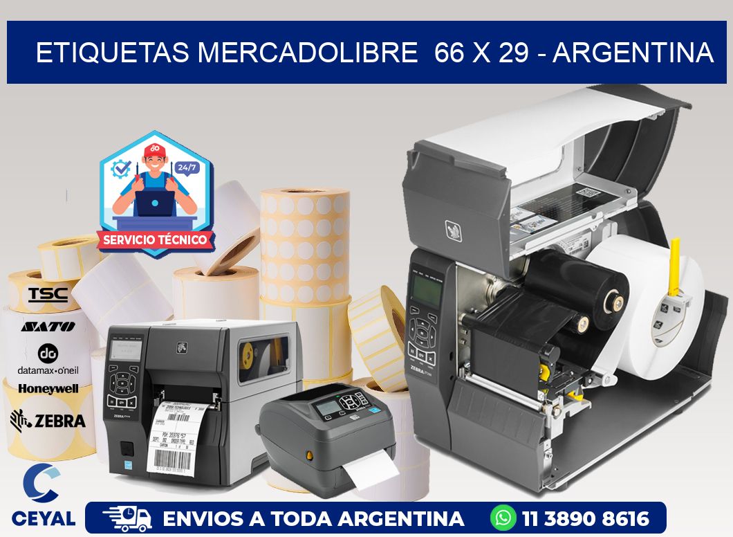 ETIQUETAS MERCADOLIBRE  66 x 29 - ARGENTINA