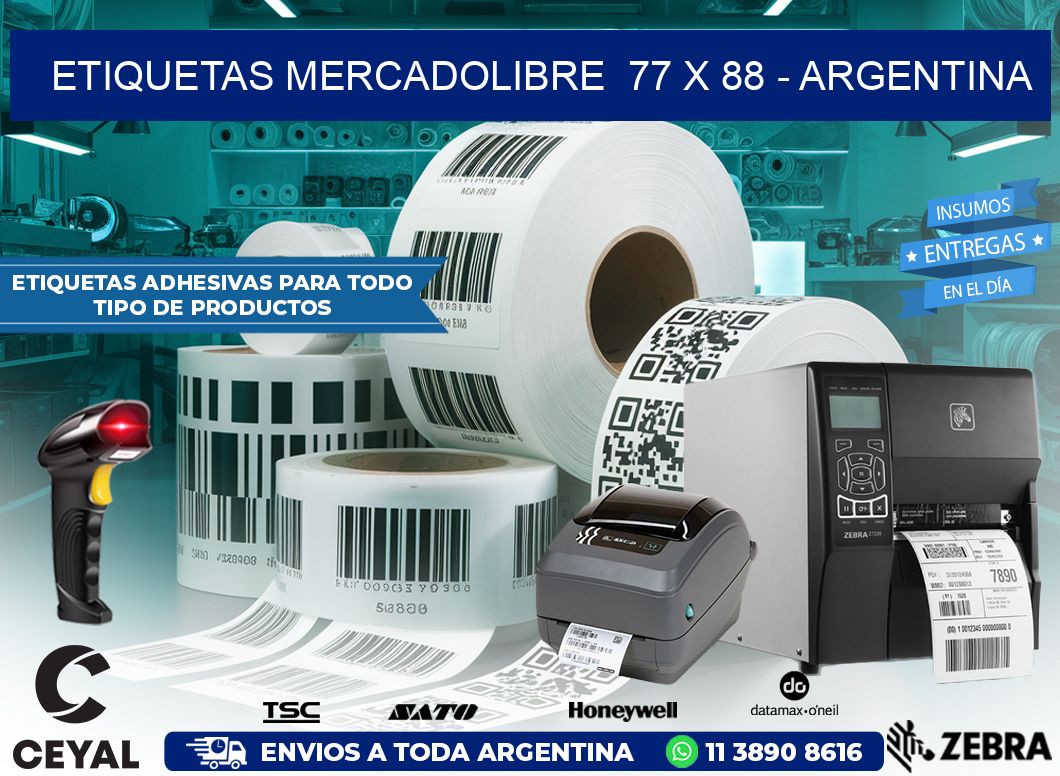 ETIQUETAS MERCADOLIBRE  77 x 88 – ARGENTINA