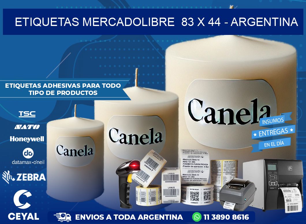 ETIQUETAS MERCADOLIBRE  83 x 44 – ARGENTINA