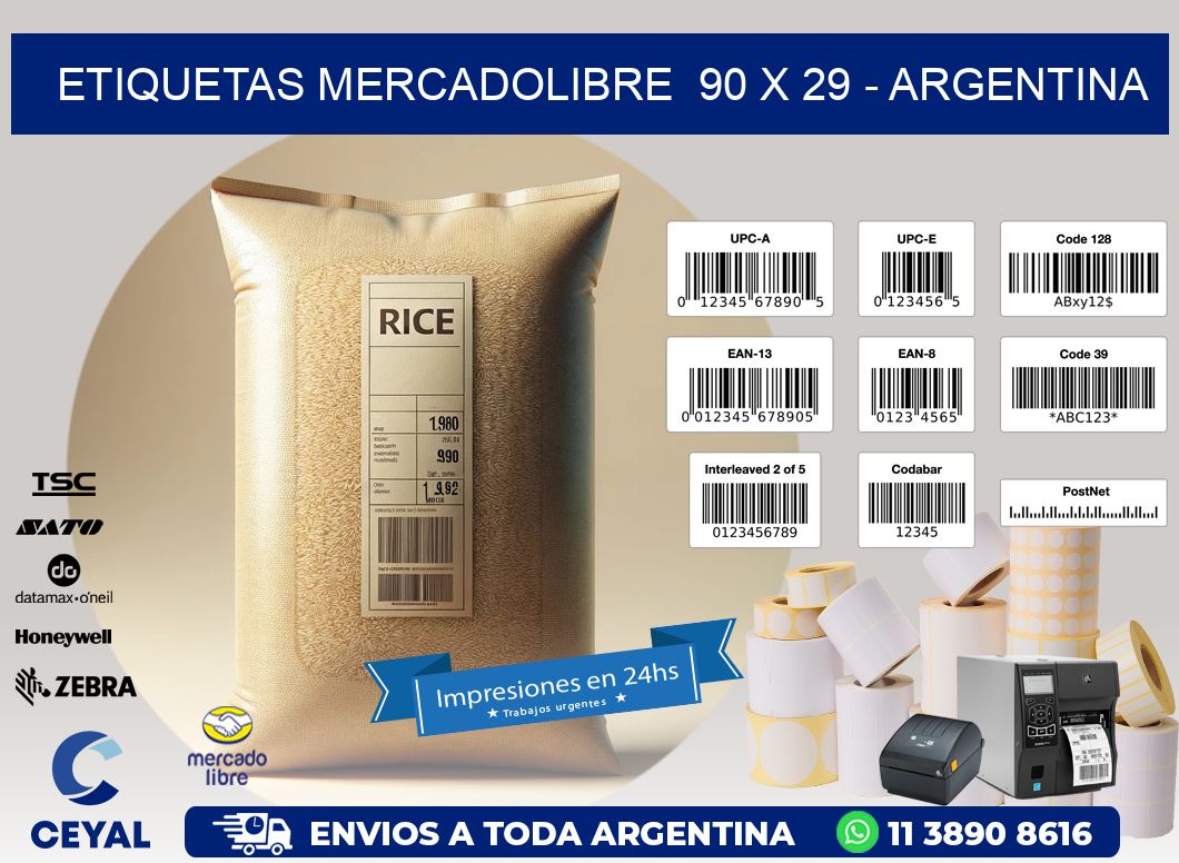 ETIQUETAS MERCADOLIBRE  90 x 29 - ARGENTINA