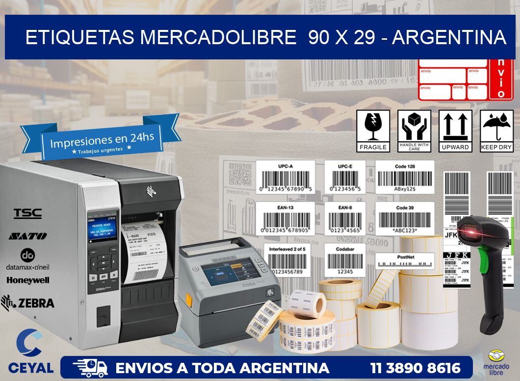 ETIQUETAS MERCADOLIBRE  90 x 29 - ARGENTINA