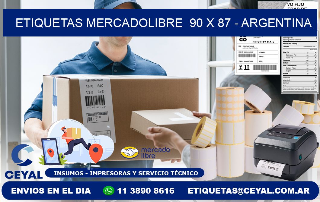 ETIQUETAS MERCADOLIBRE  90 x 87 - ARGENTINA