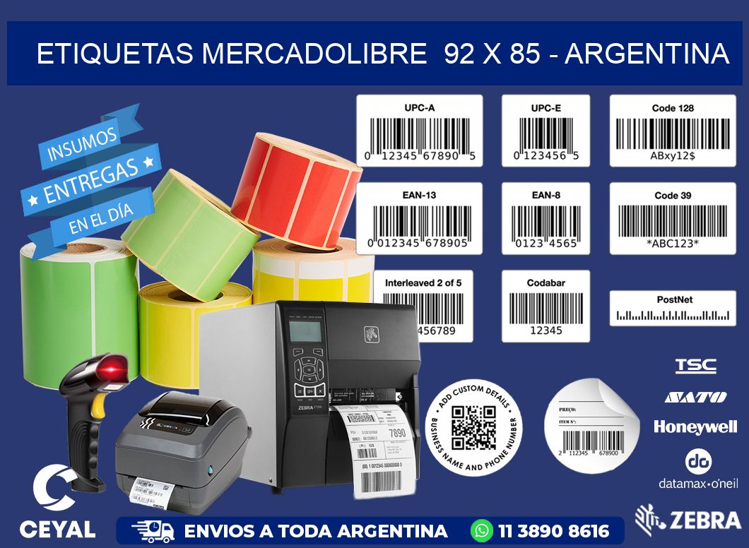 ETIQUETAS MERCADOLIBRE  92 x 85 - ARGENTINA