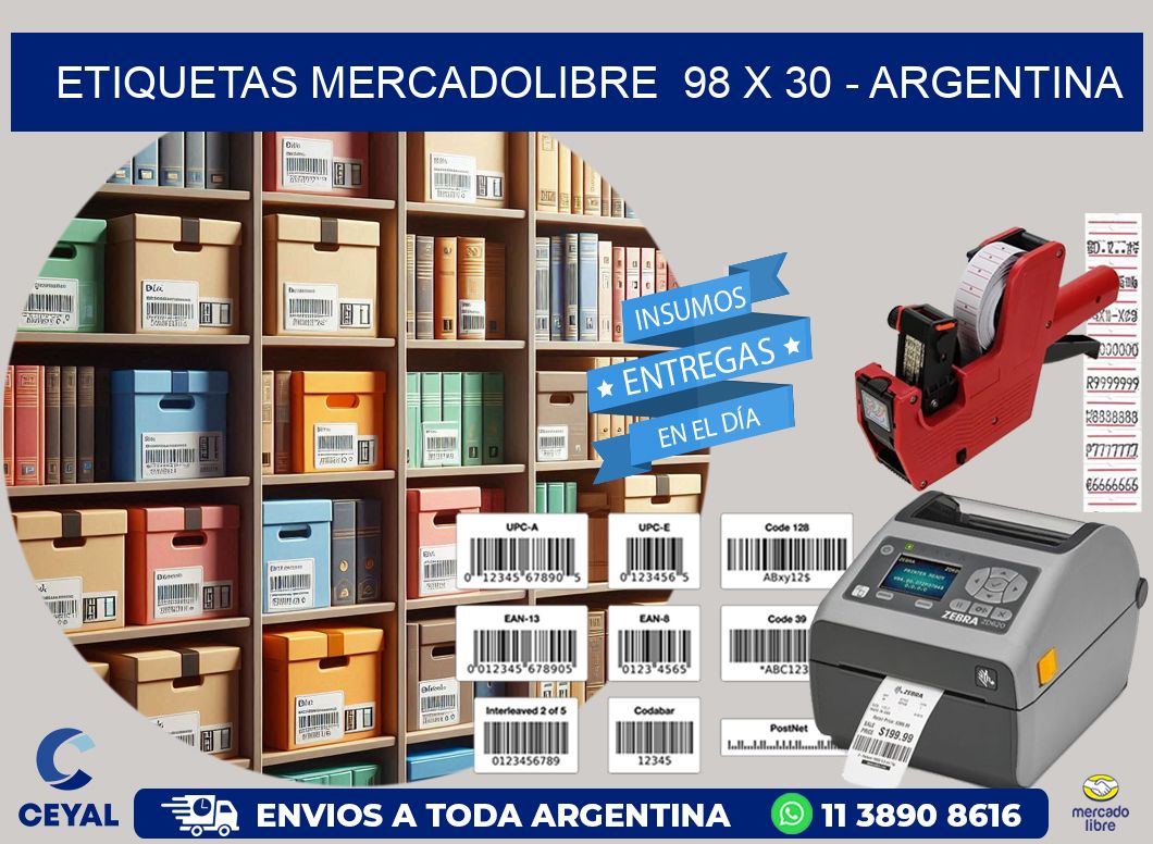 ETIQUETAS MERCADOLIBRE  98 x 30 - ARGENTINA