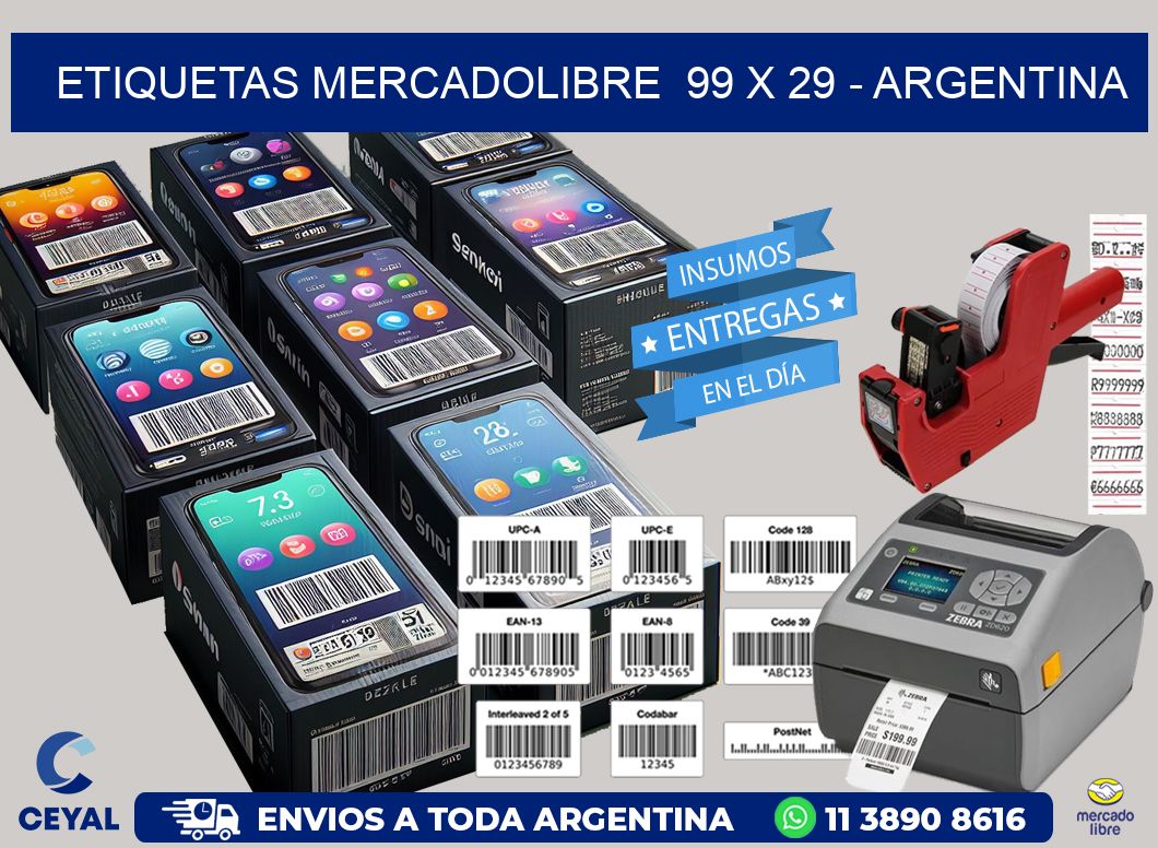 ETIQUETAS MERCADOLIBRE  99 x 29 - ARGENTINA