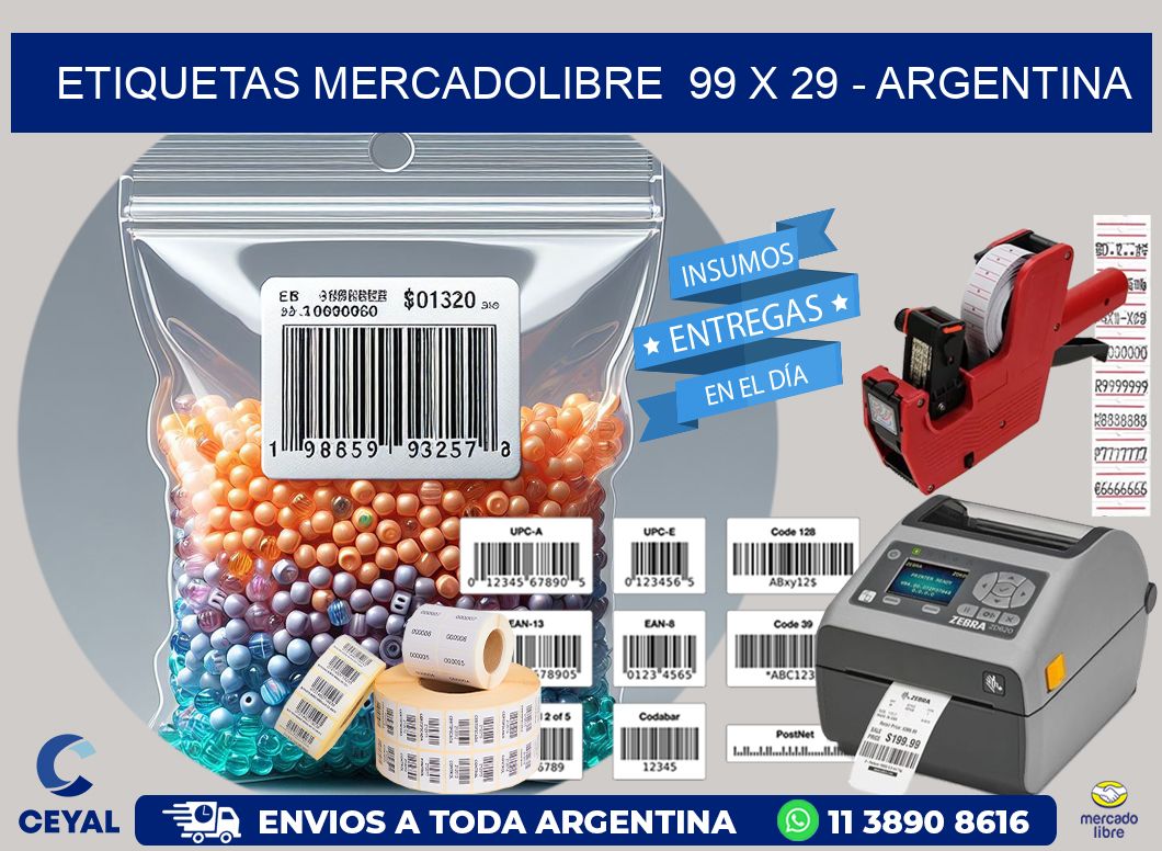 ETIQUETAS MERCADOLIBRE  99 x 29 - ARGENTINA