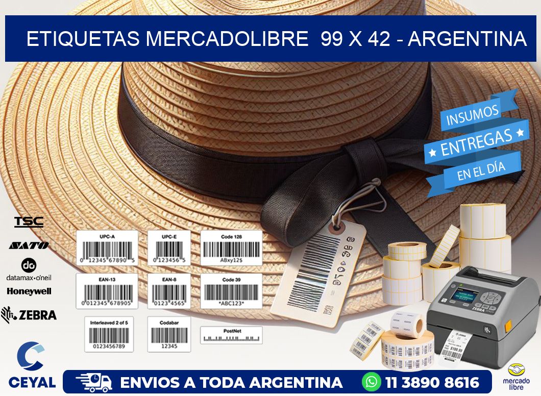 ETIQUETAS MERCADOLIBRE  99 x 42 - ARGENTINA