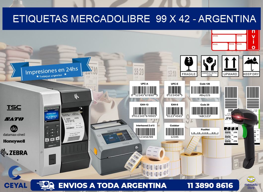 ETIQUETAS MERCADOLIBRE  99 x 42 - ARGENTINA