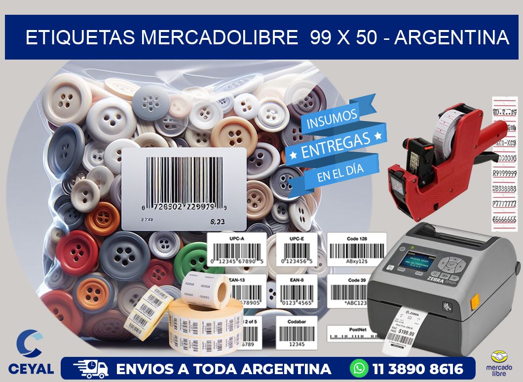 ETIQUETAS MERCADOLIBRE  99 x 50 - ARGENTINA