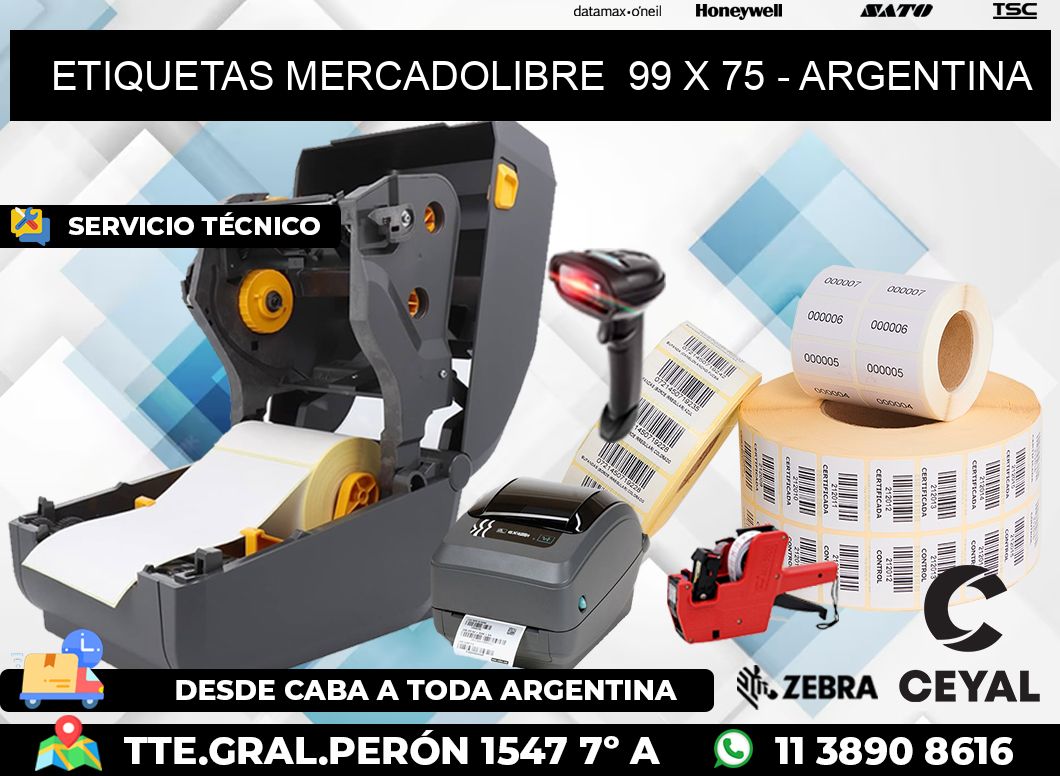 ETIQUETAS MERCADOLIBRE  99 x 75 - ARGENTINA