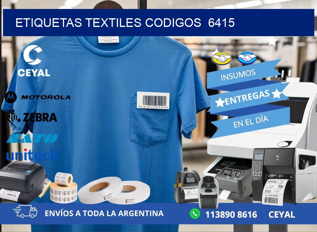 ETIQUETAS TEXTILES CODIGOS  6415