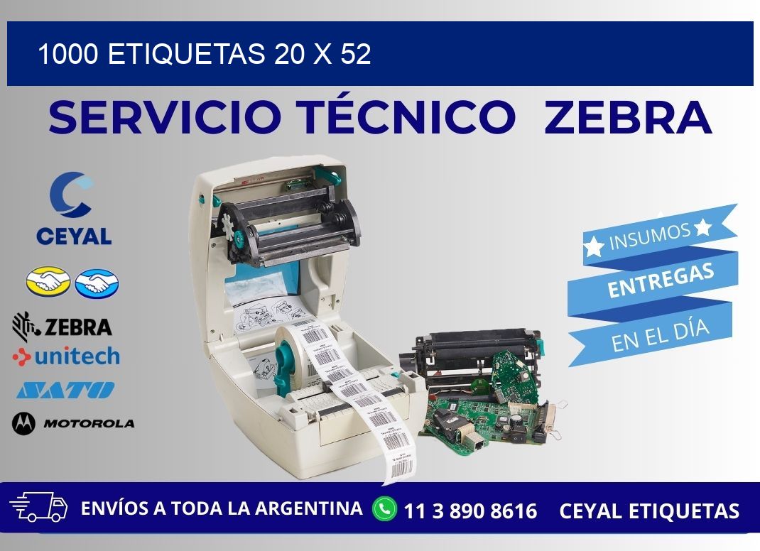 1000 ETIQUETAS 20 x 52